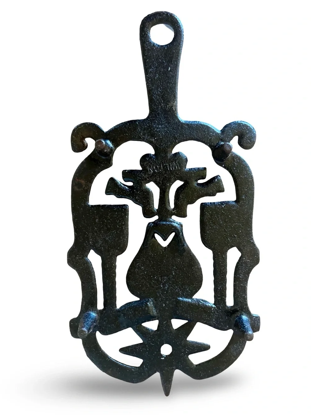 Vintage Hand-Painted Wilton Cast Iron Trivet Pennsylvania Dutch Amish Folk Art - Picture 2 of 3